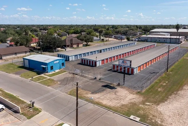 Aerial view of Overflow Garage and street entrance